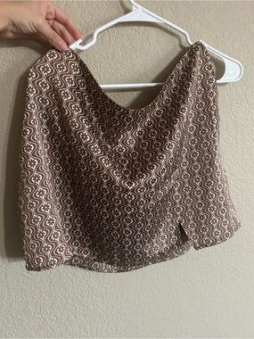 Hollister Brown and White Cowl Neck Tank Top